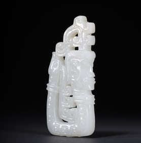 A piece of white jade face pattern jade ornament
