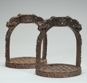 A pair of Qing Dynasty copper stirrups