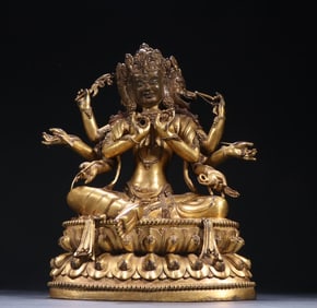 A piece of Ming Yongle bronze gilt Morichi Heavenly Buddha