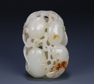 A piece of Hetian jade seed material melon and fruit carving