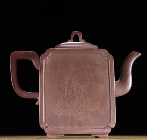 A piece of purple sand landscape square teapot