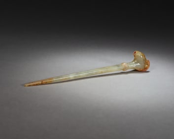 A piece of high ancient jade sheep's head hairpin
