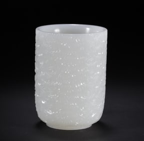 One piece of Hetian jade moire cup