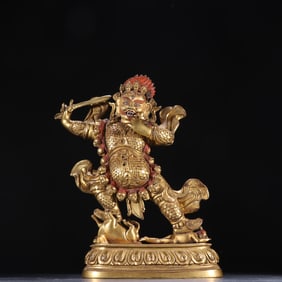 A piece of Qing bronze gilt enma enemy protector