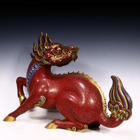 A piece of Qing Dynasty cloisonné unicorn