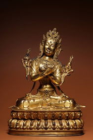 A Ming Dynasty "Ming Yongle Nianshi" bronze gilt King Kong statue of the general holder