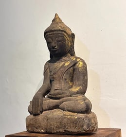 A Burmese clay fetus paper sculpture sandwich ramie statue