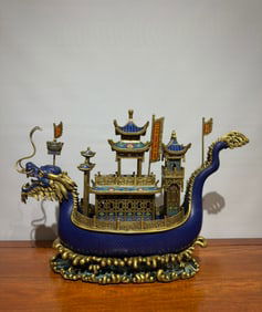 A cloisonné enamel dragon boat