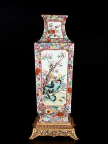 A delicate pastel floral pattern square bottle