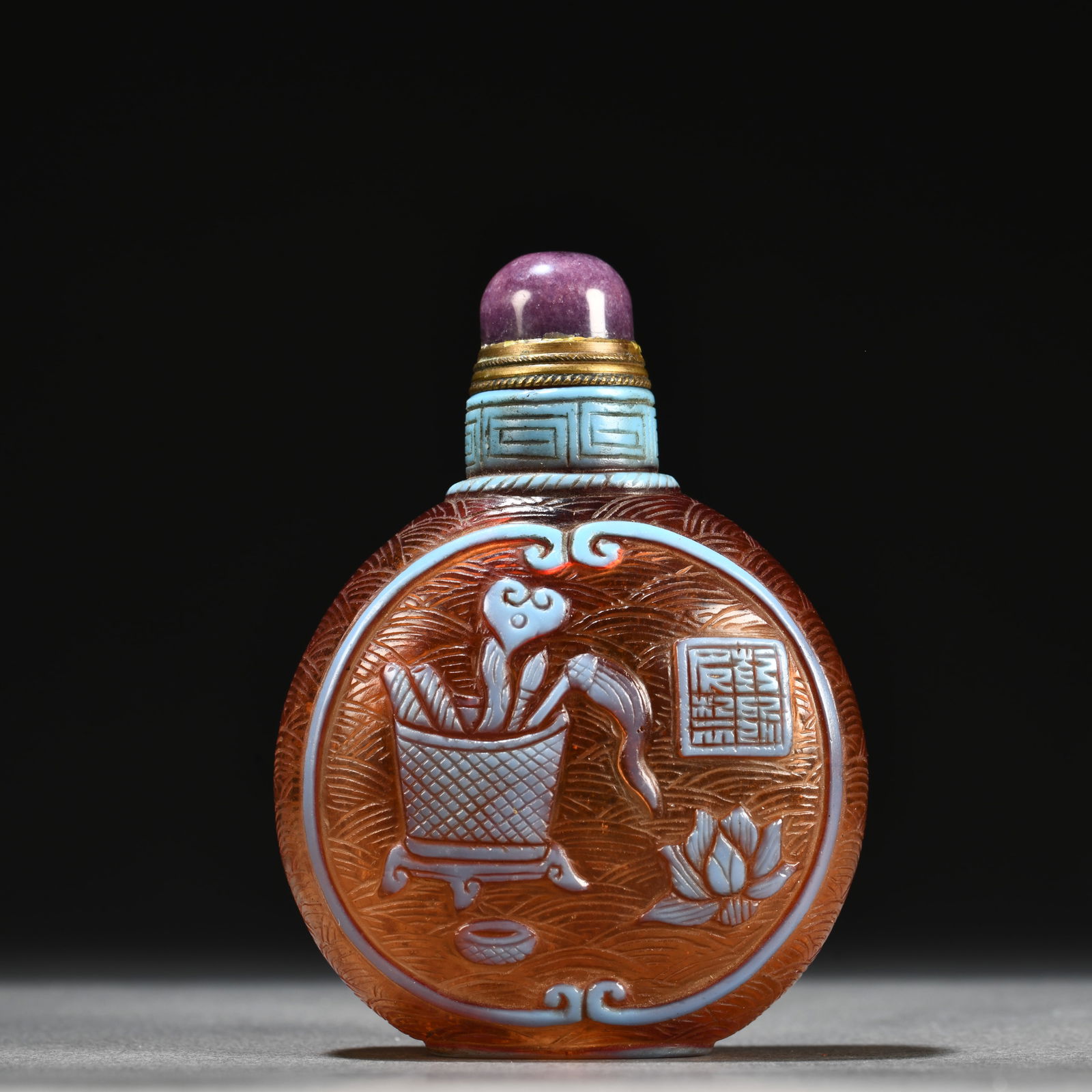 One piece of hand-carved glass snuff bottle (1 of 9)