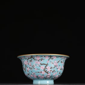A piece of clear green pastel plum blossom cup
