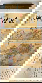 A scroll of flowers and birds painted by Xu Xi