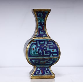 A Qing Dynasty copper cloisonné enamel vase