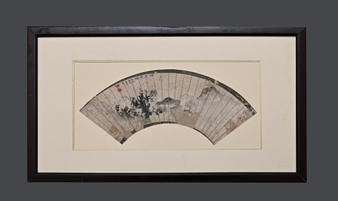 A picture of the landscape fan of the wife of Zhao Mengfu in the Yuan Dynasty