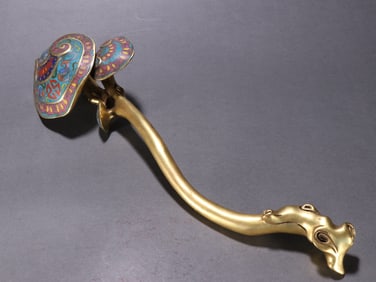 A piece of clear copper gilt cloisonné enamel Ruyi