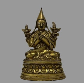 A piece of bronze gilt Lama Tsongkhapa