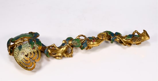 A piece of Qing Dynasty cloisonne Fushou three more Ruyi