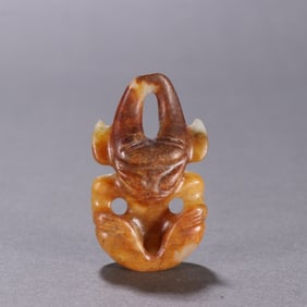 A piece of Red Hill Culture River Mill Jade Sun God