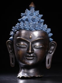 A piece of Qing Dynasty alloy copper Shakyamuni Buddha head