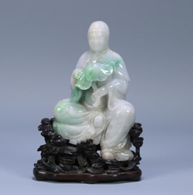 A Qing Dynasty old jade Guanyin ornament