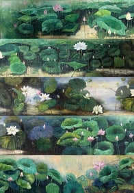 A long scroll of Wu Guanzhong's fine oil paintings