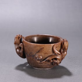 A piece of Han Hetian jade dragon cup