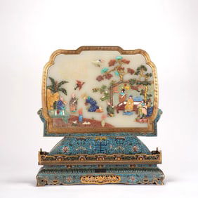 A cloisonné inlaid landscape figure interstitial
