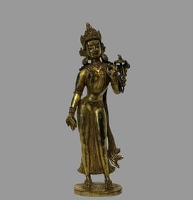 A piece of bronze gilt station Shakya