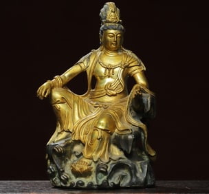 A bronze gilt statue of Guanyin