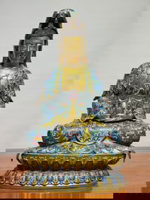 A piece of cloisonné enamel net bottle Guanyin