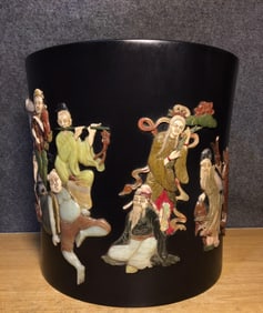 A piece of red sandalwood inlaid with eight immortals to celebrate their birthday