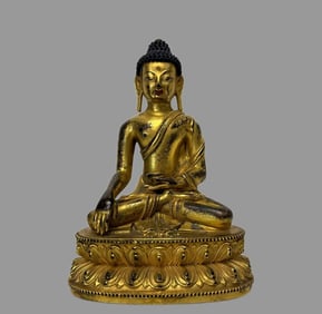 A piece of bronze gilt Shakyamuni