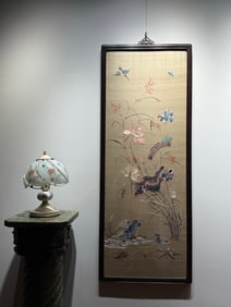 A piece of Qing Dynasty Cantonese embroidery "Treasure Duck Wearing Lotus"