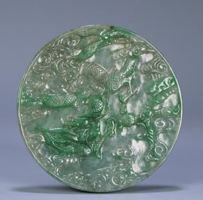 A piece of Qing Dynasty old jade dragon and phoenix pattern screen panel