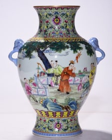 A piece of Qianlong year of the Great Qing Dynasty upper and lower turquoise green pattern pastel