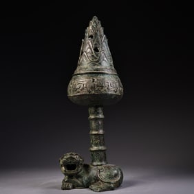 A piece of bronze beast foot Boshan furnace