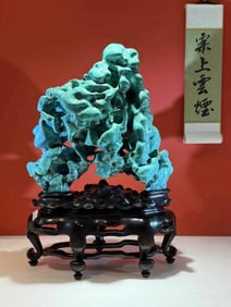 A piece of "Cloud Bridge Lancui" high porcelain blue turquoise heavy ornament