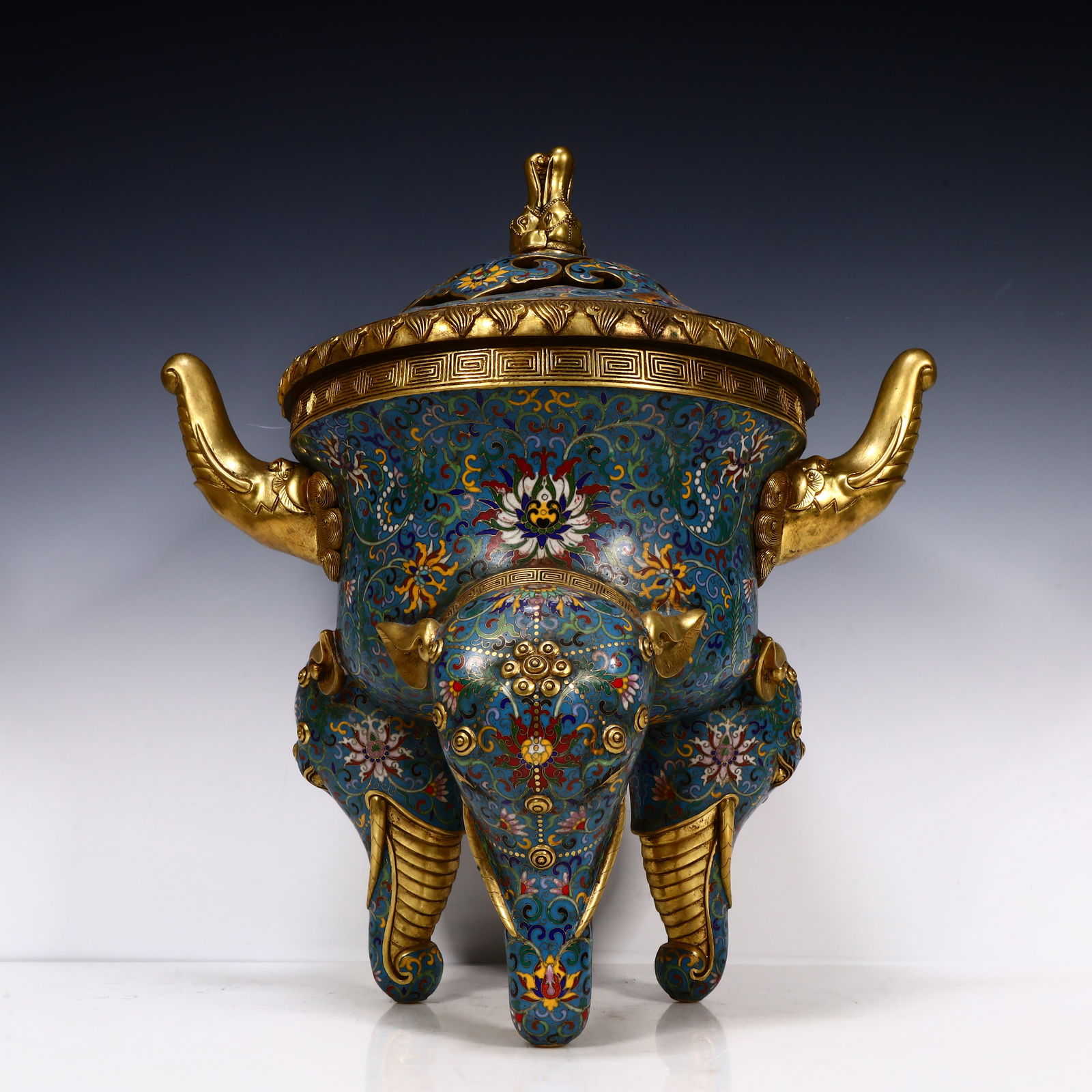 A piece of Qing Dynasty cloisonne elephant foot incense burner (1 of 12)