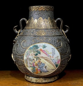 A piece of iron bone mud on both sides of the Republic of China pastel character story window Ruyi