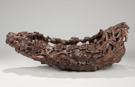 A piece of Qing bamboo carving, the cold of the year, three friends of the pen wash