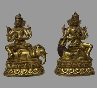 A pair of Manjushri Bodhisattvas