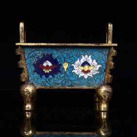 A piece of Qing Dynasty cloisonné square furnace