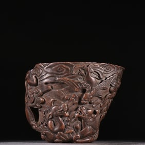 A piece of old agarwood dragon pattern cup