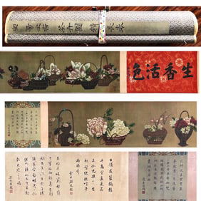 A Song Dynasty Yi Yuanji silk silk incense living color fine scroll
