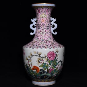 A piece of Qianlong pastel floral pattern amphora