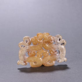 A piece of Han Gao ancient jade double dragon pendant