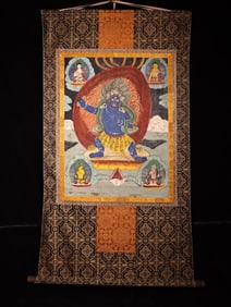 A piece of Tibetan collection of old natural mineral pigments pure hand-painted Tibetan (Vajrapani