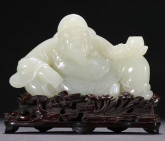 A Qing Dynasty Hetian jade Taibai drunken ornament