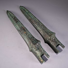 A pair of bronze spearheads