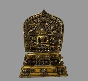 A piece of bronze gilt Shakyamuni